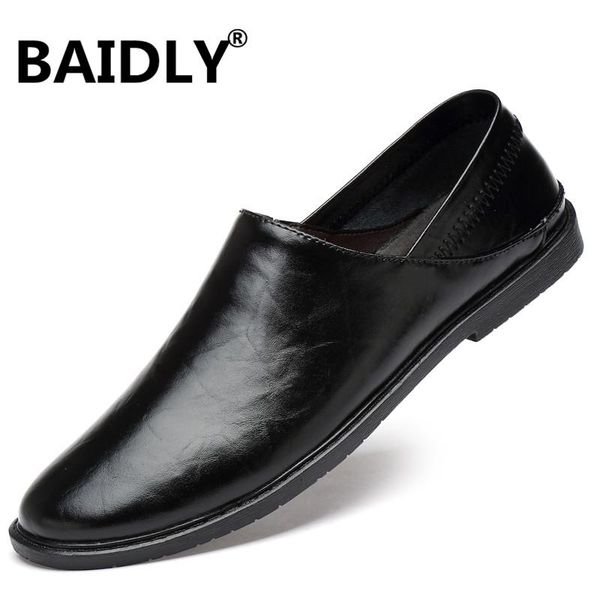 

genuine leather men shoes soft moccasins men loafers fashion brand flats comfy driving shoes big size 36-45, Black