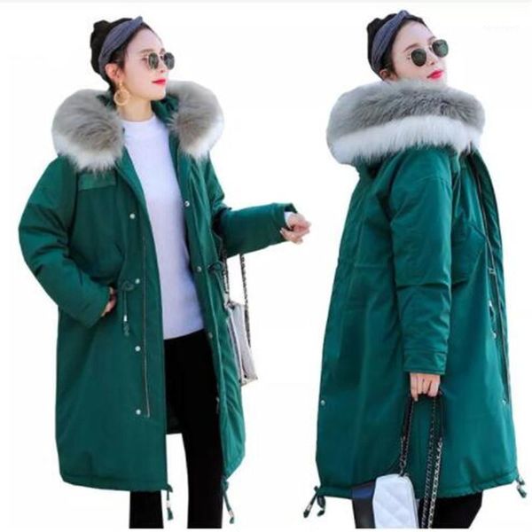 

winter long parkas women down jackets duck down 95% warm outwear coats female big fur collar hooded jacket1, Black