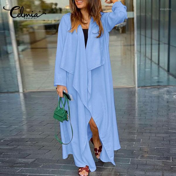 

celmia fashion women's long trench asymmetrical cardigan casual solid long coat ladies kimono sleeve outwear plus size 5xl1, Tan;black