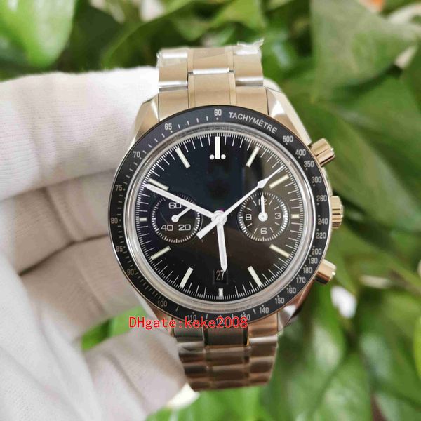 

om super watch 311.30.44.51.01.002 44mm stainless steel luminescent black dial chronograph working cal.9300 movement transparent automatic m, Slivery;brown