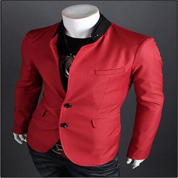 

new listing 2021 men's casual collar two button suit coat spell color fashion design men's slim fit suit jacket, White;black