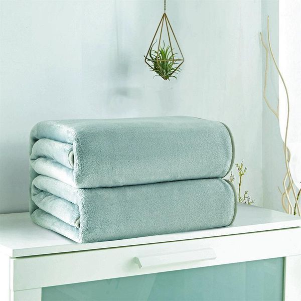

blankets mint green solid color flannel coral fleece blanket polyester 5 size mink throw sofa cover sheet soft on the bed1