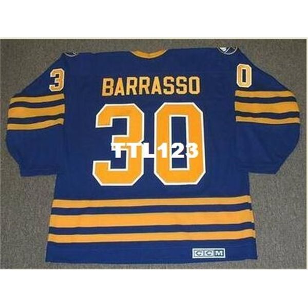 

740s #30 tom barrasso buffalo sabres 1985 ccm vintage retro away hockey jersey or custom any name or number retro jersey, Black