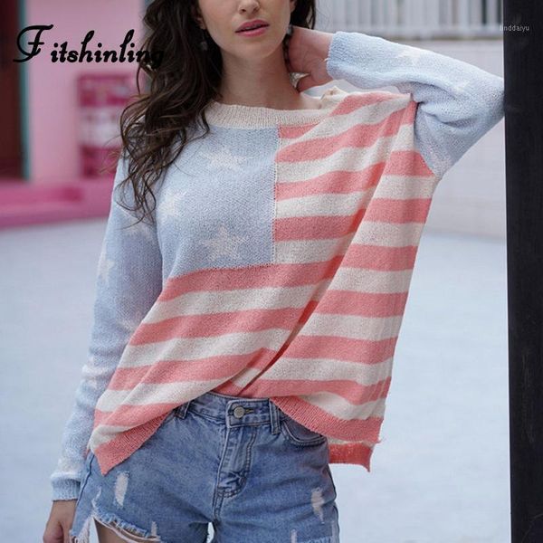 

fitshinling 2019 sweater women's clothing winter 2019 pullover long sleeve slim flag women sweaters and pullovers knitted jumper1, White;black