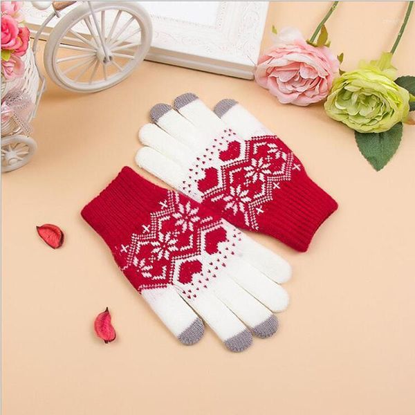 

ski gloves female winter for skiing sport touch screen mittens women christmas snowflake full finger wrist gants femme1
