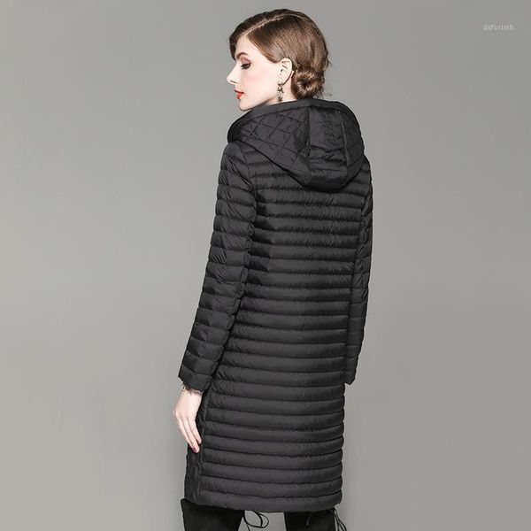 

girl winter women temperament thicken fashion jacket warm duck down coat fitting medium long hooded female girl black1, Black