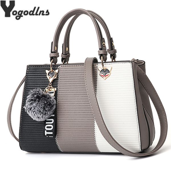 

women hairball ornaments totes patchwork handbag party purse ladies messenger crossbody shoulder bags women handbags c1009