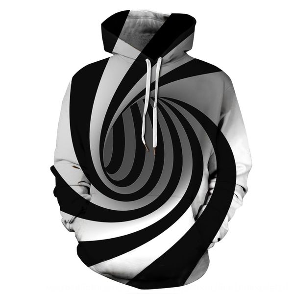 

3d swirl digital suit suitbaseball uniformprinting long-sleeved hooded men's sweater casual loose baseball clothing fashion g7xnk, Black