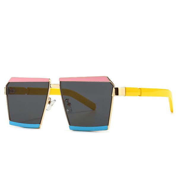 

brand designers multicolor frame broad square lens glassess no frame sunglasses fashion sun glasses multicolor gradient lens, White;black
