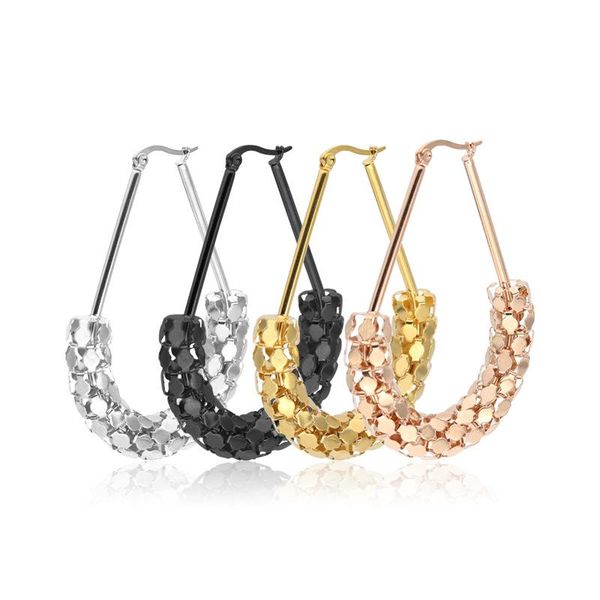 

charm madape triangular oval exaggerated large earrings flat chain anti-allergic female hoop wholesale, Golden