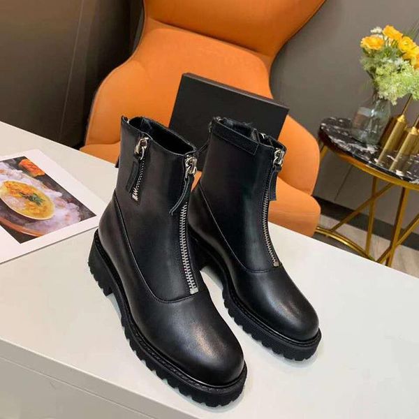 

vallu 2020 winter new square heel iron tooth zipper plain all-match casual outdoor motorcycle boots, Black