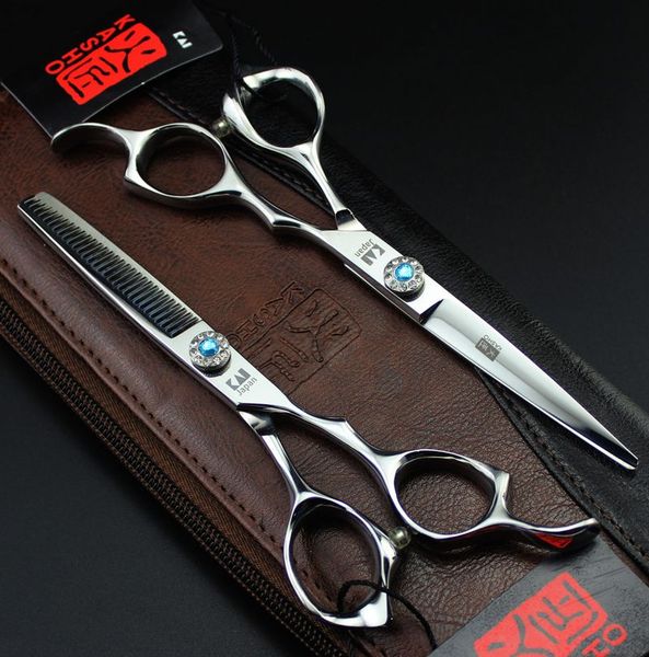 

new arrival professional barber hair cutting scissors kasho 6.0 inch 9cr blue gemstone screw