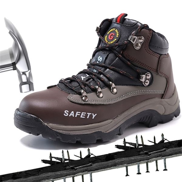 Botas de trabalho Segurança de aço dedo do pé sapatos homens oficial de couro proteger pés desgaste resistente anti anti deslizamento construção y200915