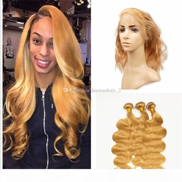 

strawberry blonde human hair bundles with 360 lace closure 22.5*4*2 pre plucked 360 with body wave human hair 4pcs lot, Black;brown