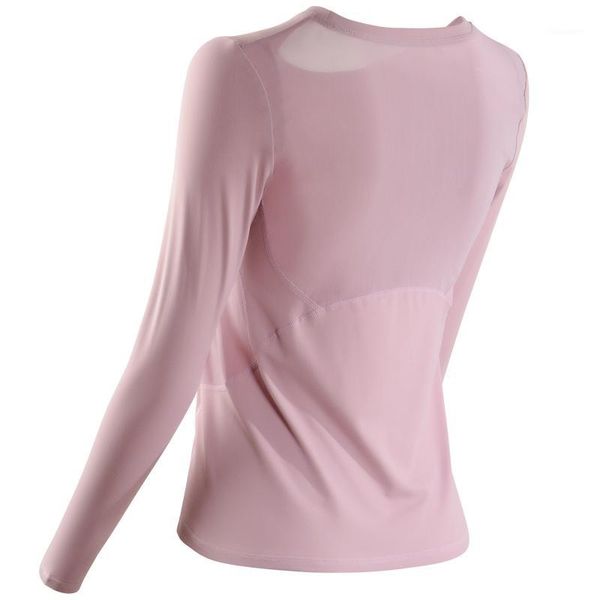 

women breathable body-building fitness t shirt long sleeves sports t-shirt mesh back running shirt yoga gym clothes1, White;red