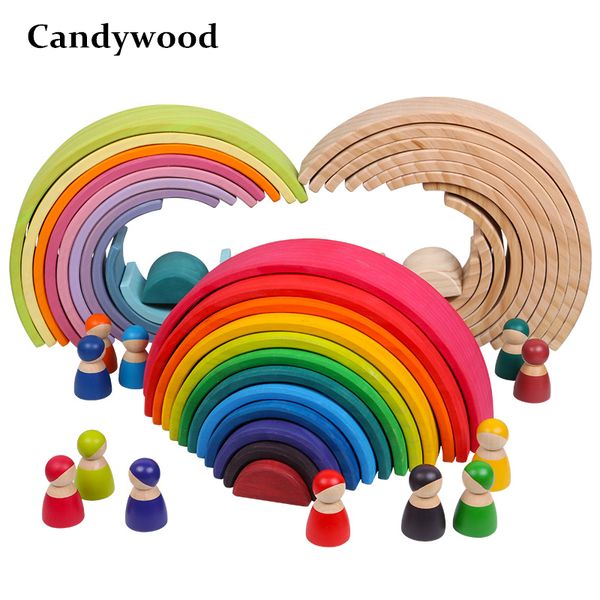 

baby large rainbow stacker wooden toys for kids creative rainbow building blocks montessori educational toy children 1008
