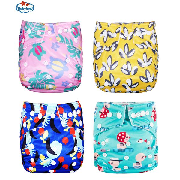 

babyland new 4pcs/pack washable baby diaper pants pocket nappy reusable cloth diapers 3-15kg baby underwear day & night diaper 201117