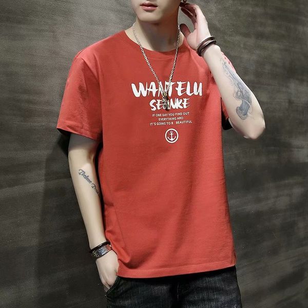 

big size short boys' summer trend korean edition bottom shirt t-shirt chaozhou brand cotton casual half sleeve clothes, White;black