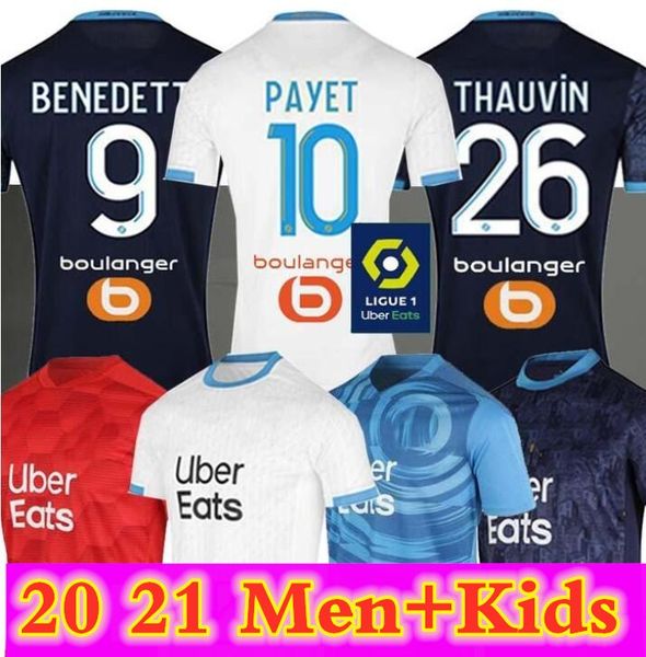 

olympique de marseille maillot om soccer jersey men kids kit 2021 maillot de foot 20 21 payet benedetto third kamara football shirt álvaro, Black;yellow