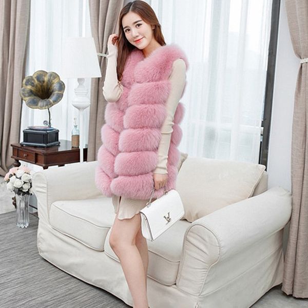

women faux fur vest coat winter jacket sleeveless manteau femme hiver 201110, Black
