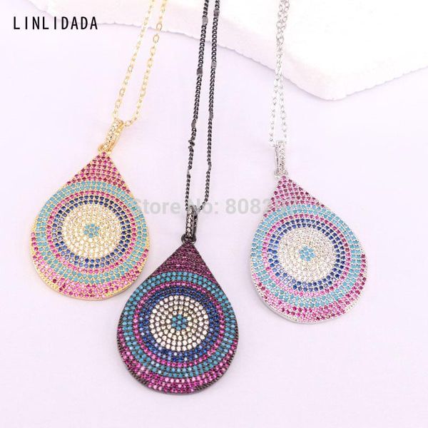 

5pcs latest fashion jewelry pave cz cubic zirconia water drop pendant necklaces for women, Silver
