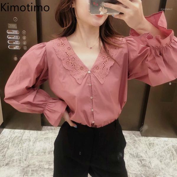 

kimotimo blouse shirt women autumn long flare sleeve office lady chic sweet kawaii elegant fashion casual female shirt1, White