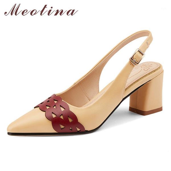 

dress shoes meotina women pumps high heels thick heel slingbacks buckle pointed toe party footwearlady spring large size 33-461, Black