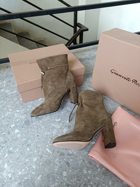 

designer womens boots luxury tan suede elastic cord round head high heel boots with box size 34-40, Black