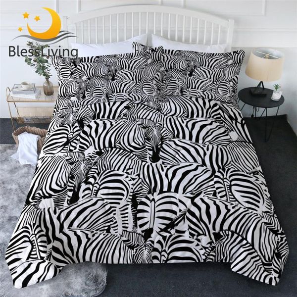

blessliving zebra thin duvet savannah animal bedding throw quilt with pillowcase striped black white summer bedspread mikrofibra