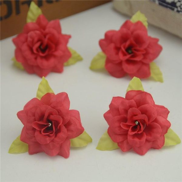 

15 шт 4см ручной мини искусственного шелка розы цветы головки с листьями diy скрапбукинг цветок поцелуй бал для свадьбы декоративные sqcesd