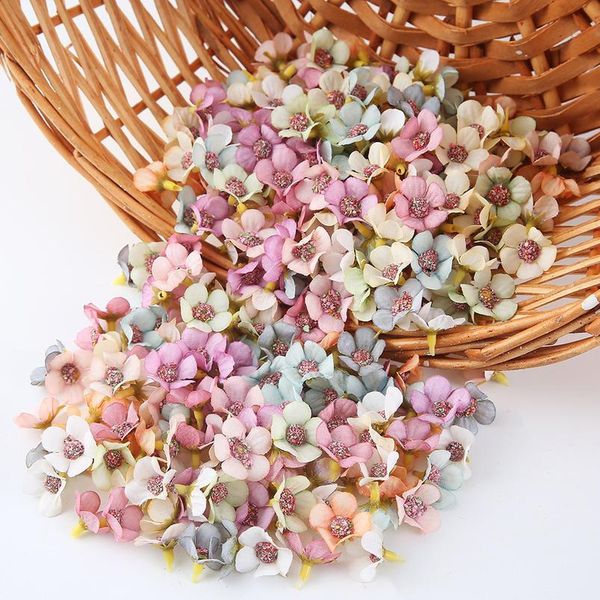 

50/100pcs 2cm mini silk artificial flower daisy flower head for wedding home decoration diy craft wreath gift scra bbygfu
