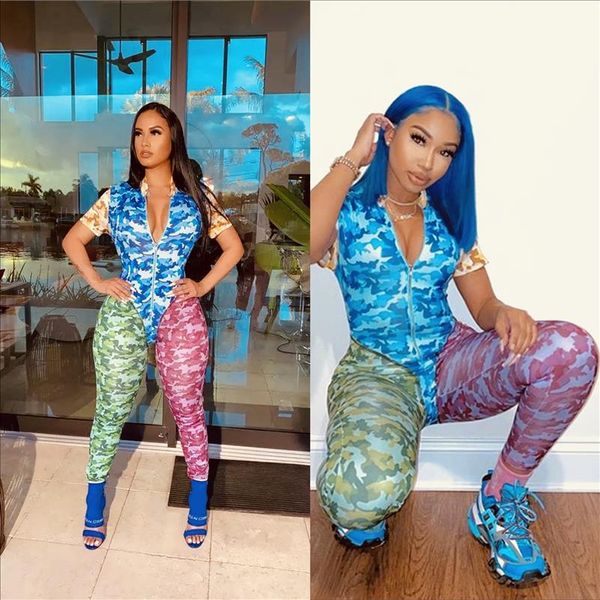 

new camouflage two piece set tracksuit women summer clothes bodysuit and pant sweat suits 2 piece outfits matching sets, Gray