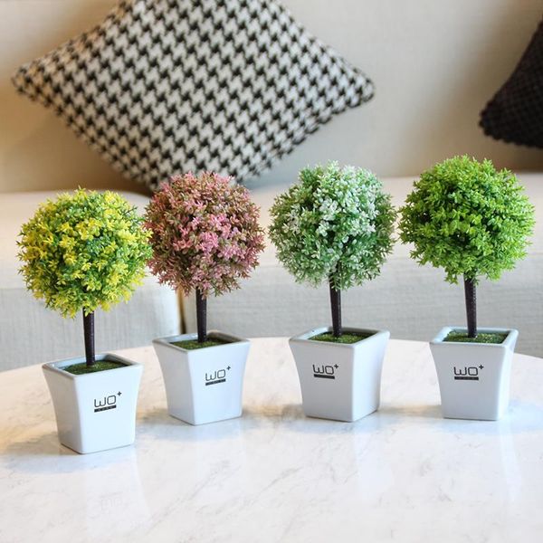 

grass ball small bonsai creative green potted artificial plant flowers gardening decoration pot culture decorate home decor