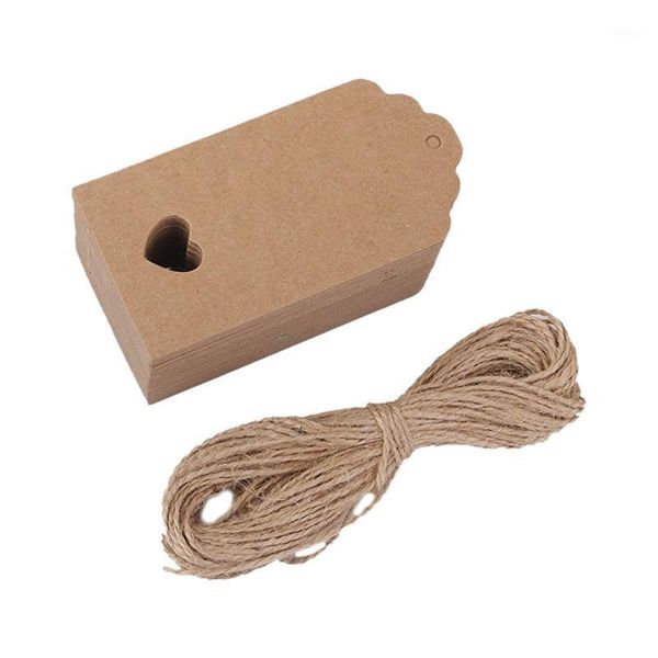 

100 pcs kraft paper empty card hand drawing gift label tags hearts hollow brown1, Black