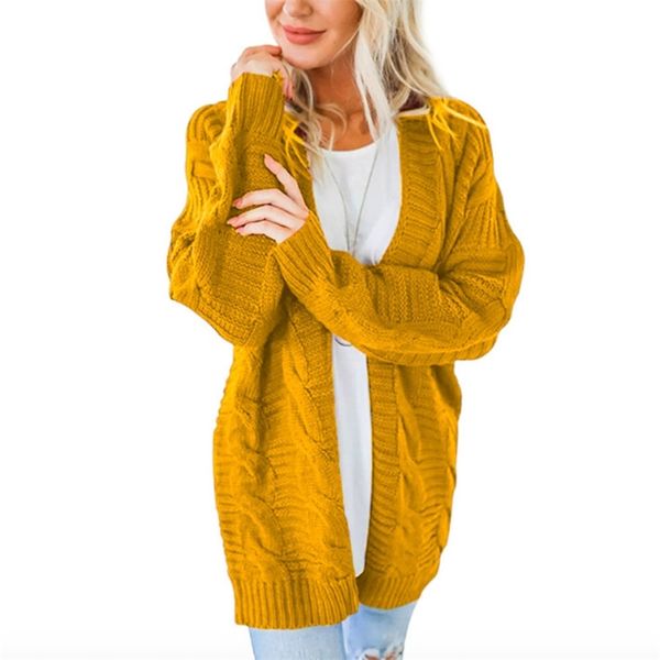 Laamei aperto anteriore cardigan maglioni inverno donne maglione maglia a maniche lunghe maglia maglieria ragazze casual tuta sportiva femme top 201221