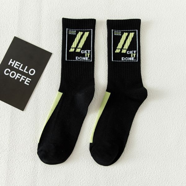 

autumn and winter new socks medium socks medium sockssilk middle tube stockings children's simple letter middle tube socksstyle korean, Black