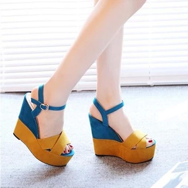 

women wedges sandals summer mixed colors platform sandals women casual shoes high heel sandalias mujer dfv781, Black