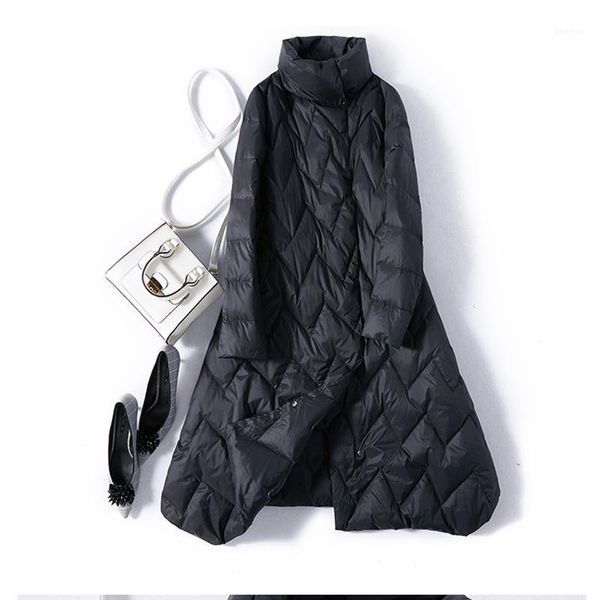 

white duck down warm jacket 2019 new winter women down jacket long thick large size casual female elegant slim overcoat1, Black