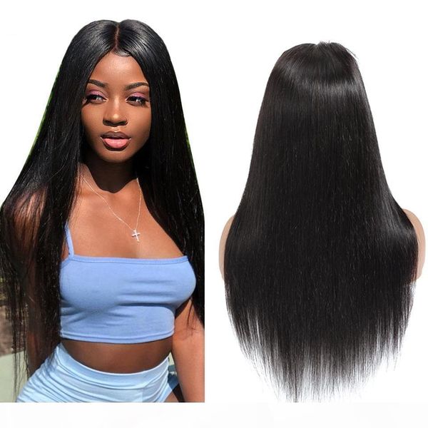 

peruvian straight lace frontal wig 8-20inch 4x4 staight human hair wigs pre plucked hair wigs, Black;brown