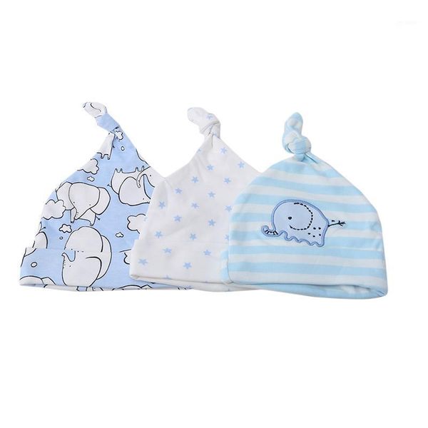 

baby hats cartoon animal printed hats striped caps baby soft clothing accessories 3pcs/pack1, Yellow