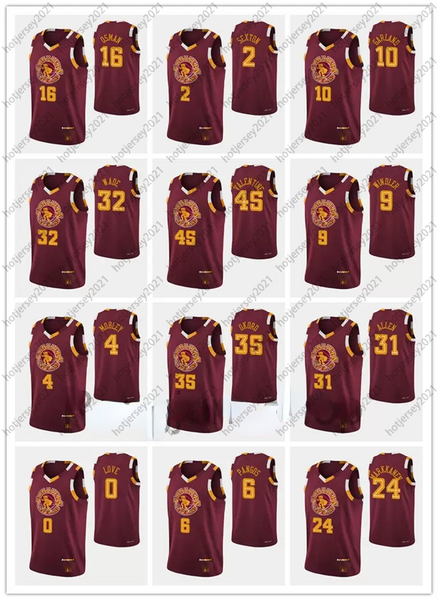 

2021-22 printed men lauri markkanen collin sexton evan mobley kevin love jarrett allen 75th anniversary cavalier jersey, Black;red