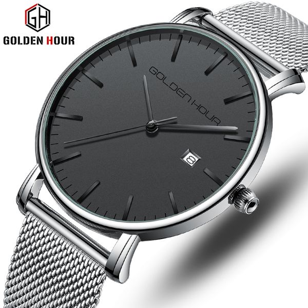 

goldenhour athletic style men's quartz watch sport men watches waterproof calendar fashion male wrist watch relogio masculino, Slivery;brown