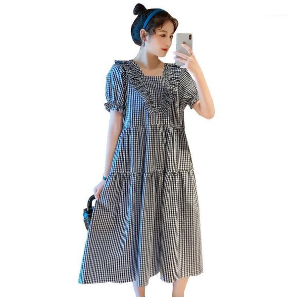 

maternity dresses summer plaid pregnancy dress 2021 plus size cute long for pregnant women1, White