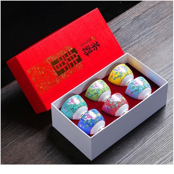 

6pcs ceramic drinkware teaware chinese kungfu tea set teacup sake cups 50ml master cup small tea bowls de jllbgd