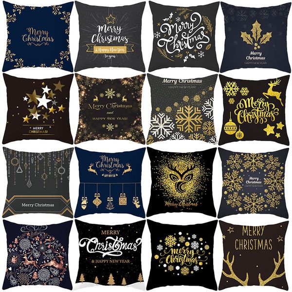 

merry decorations for home black gold deer tree cushion cover christmas ornament decor table 2020 xmas gift new year