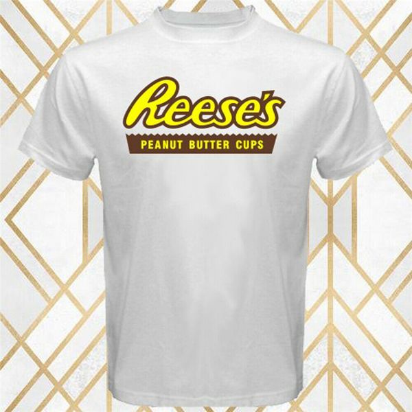 

reese peanut butter cups candy product logo men's white size s 3xl slim fit hoodie designers t shirts sweatshirt