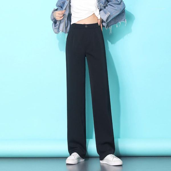 

loose pants female high-waisted drape loose straight slimming 2020 summer thin section vertical pendant mopping the floor black1, Black