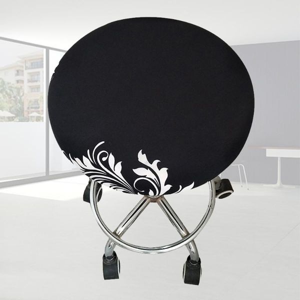 

bar round chair floral printed meeting stool cover polyester office ornament soft home slipcover elastic four seasons seat