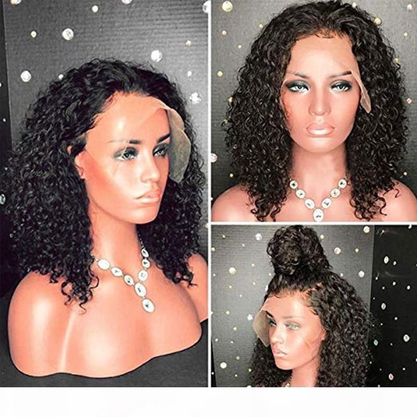 

pre-plucked glueless brazilian human hair curly lace and full lace wigs with baby hair natural color for black women, Black;brown