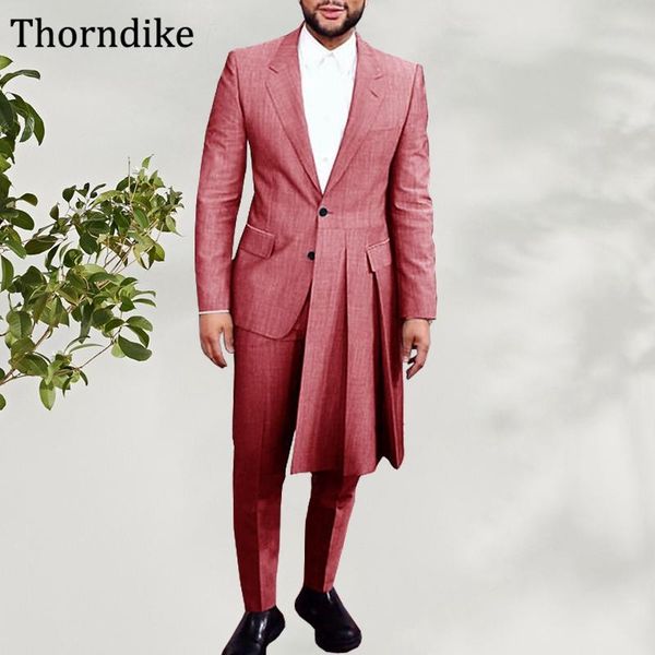 

thorndike asymmetrical formal wedding party suits men peaked lapel single breasted pleated tuxedos for groomsmen male prom 2 pcs, White;black